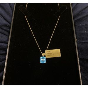 CERTIFIED,14K Gold and 4.31Carats Mined Blue Topaz.No Inclusions,Flawless